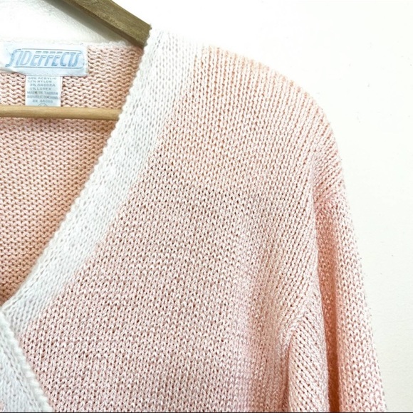Vintage Pink Shimmer Textured Surplice V-neck Sweater by Side Effects - Picture 6 of 7